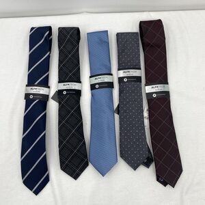 AlfaTech By Alfani Bundle Of 5 Ties NWT Lt Blue, Grey, Burgundy, Charcoal, Navy